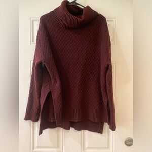Adam Lippes Wine Cowl-Neck Textured Knit Sweater